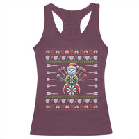 Funny Snowman Dartboard Racerback Tank Top Dartist Ugly Christmas Gift - Wonder Print Shop