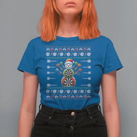 Funny Snowman Dartboard T Shirt For Women Dartist Ugly Christmas Gift - Wonder Print Shop