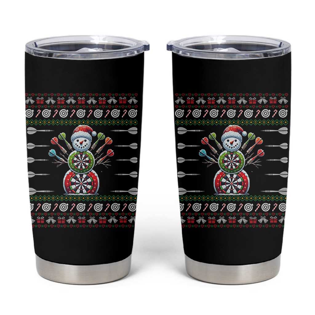 Funny Snowman Dartboard Tumbler Cup Dartist Ugly Christmas Gift - Wonder Print Shop