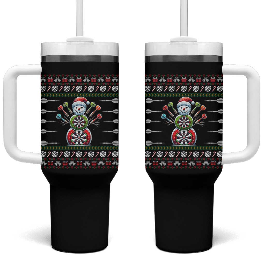 Funny Snowman Dartboard Tumbler With Handle Dartist Ugly Christmas Gift - Wonder Print Shop