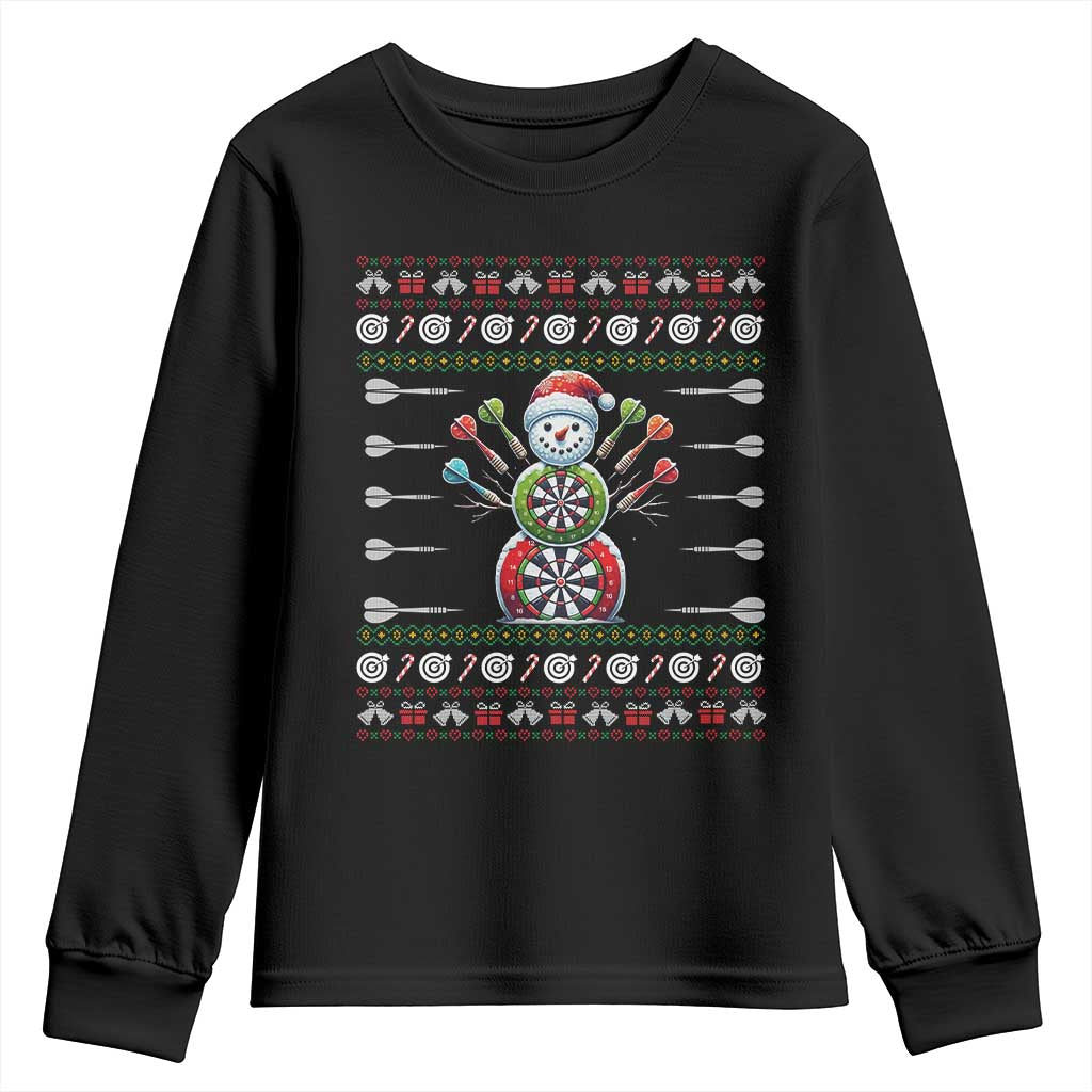 Funny Snowman Dartboard Youth Sweatshirt Dartist Ugly Christmas Gift - Wonder Print Shop