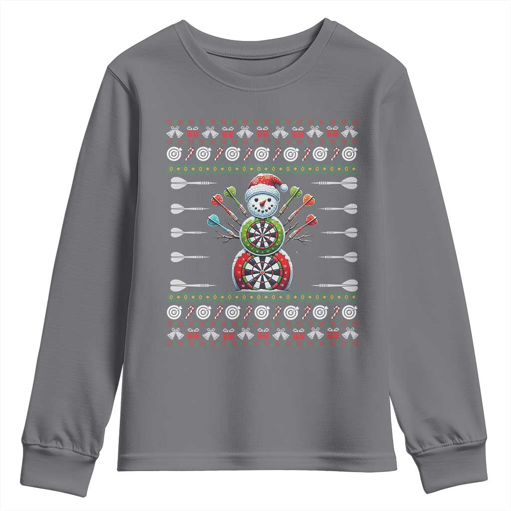 Funny Snowman Dartboard Youth Sweatshirt Dartist Ugly Christmas Gift - Wonder Print Shop