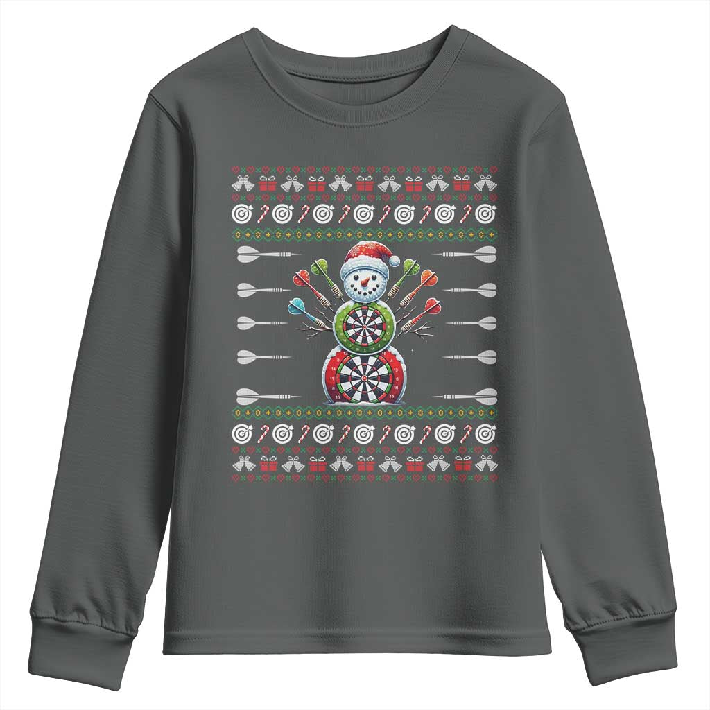 Funny Snowman Dartboard Youth Sweatshirt Dartist Ugly Christmas Gift - Wonder Print Shop