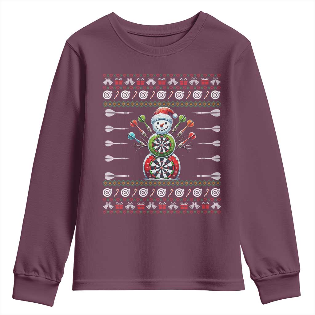 Funny Snowman Dartboard Youth Sweatshirt Dartist Ugly Christmas Gift - Wonder Print Shop