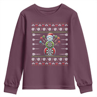 Funny Snowman Dartboard Youth Sweatshirt Dartist Ugly Christmas Gift - Wonder Print Shop
