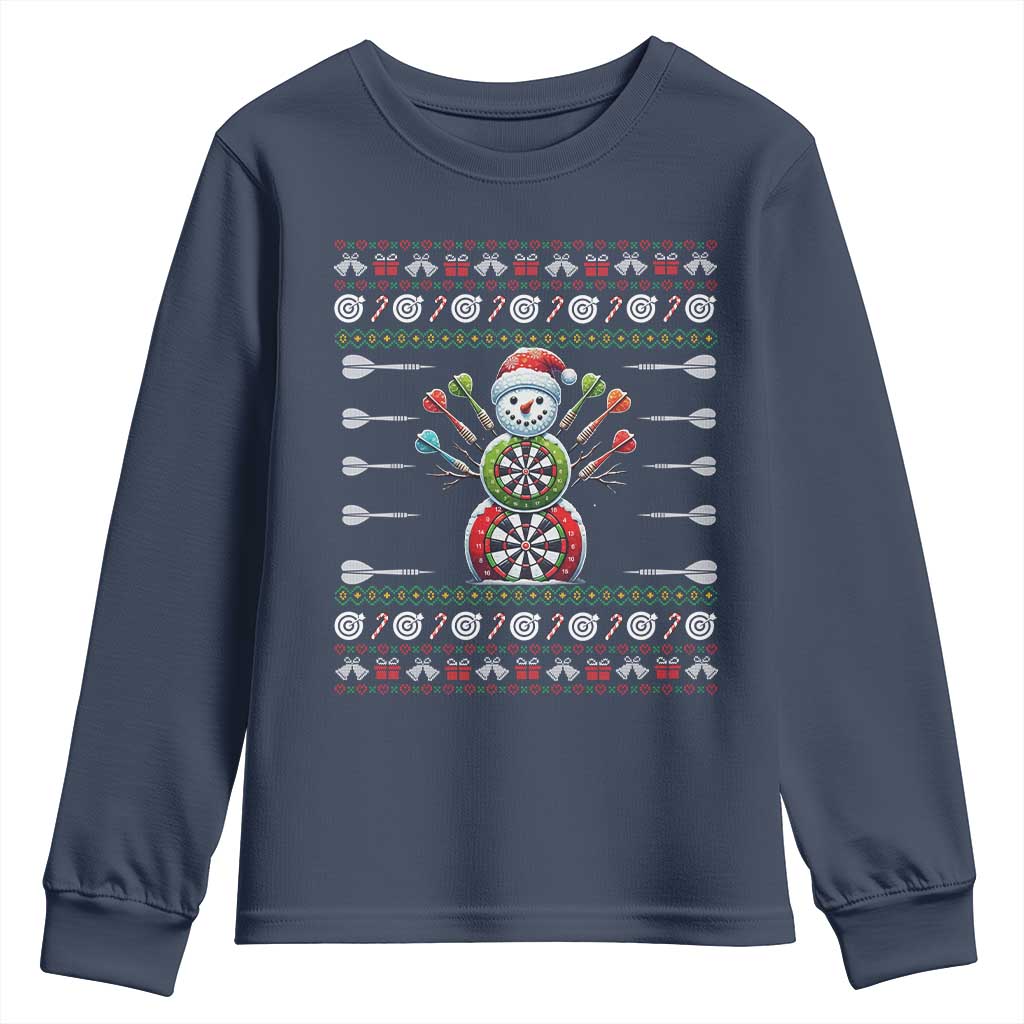 Funny Snowman Dartboard Youth Sweatshirt Dartist Ugly Christmas Gift - Wonder Print Shop