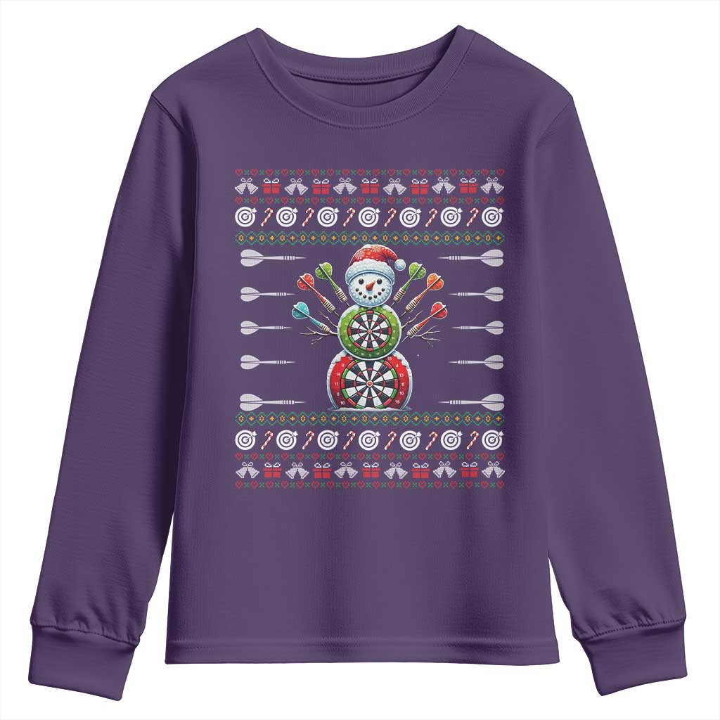 Funny Snowman Dartboard Youth Sweatshirt Dartist Ugly Christmas Gift - Wonder Print Shop