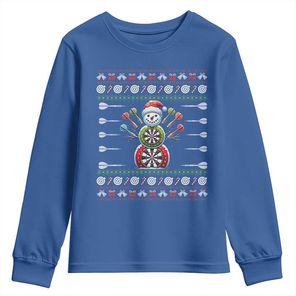 Funny Snowman Dartboard Youth Sweatshirt Dartist Ugly Christmas Gift - Wonder Print Shop