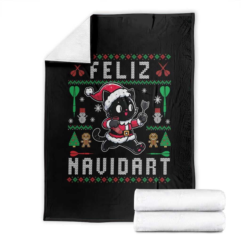 Santa Cat Feliz Navidart Throw Blanket Funny Dartist Ugly Christmas Gift - Wonder Print Shop