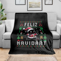 Santa Cat Feliz Navidart Throw Blanket Funny Dartist Ugly Christmas Gift - Wonder Print Shop