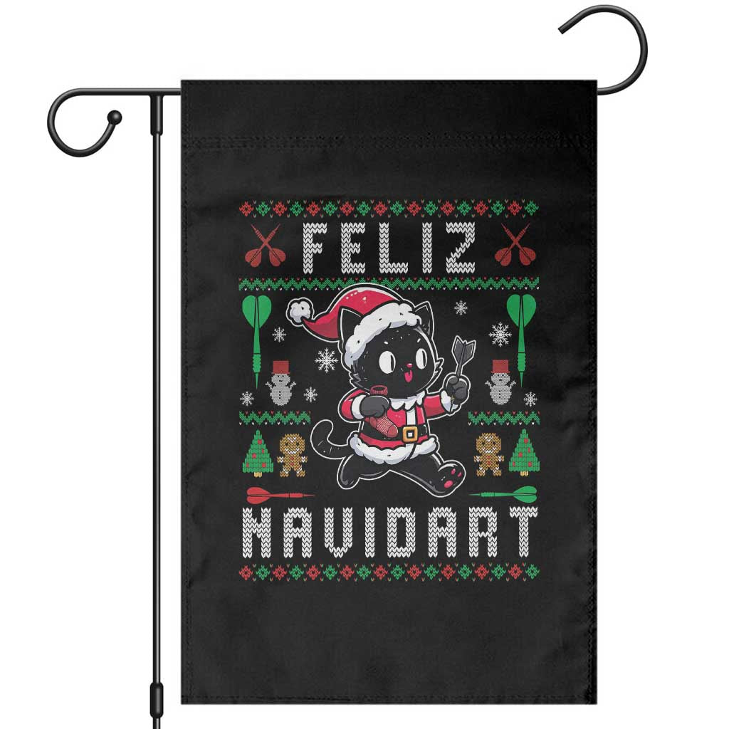 Santa Cat Feliz Navidart Garden Flag Funny Dartist Ugly Christmas Gift - Wonder Print Shop
