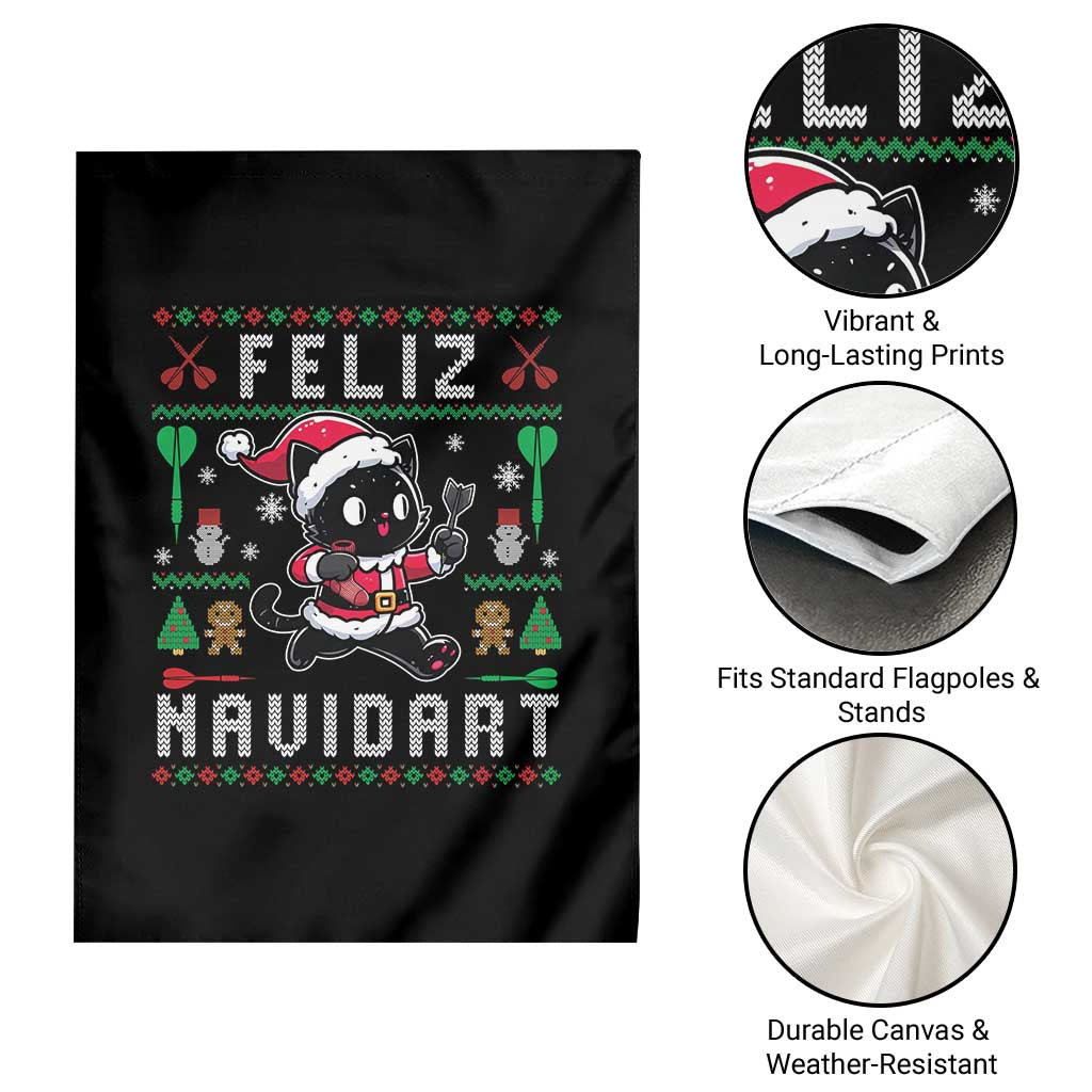 Santa Cat Feliz Navidart Garden Flag Funny Dartist Ugly Christmas Gift - Wonder Print Shop