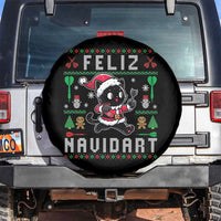 Santa Cat Feliz Navidart Spare Tire Cover Funny Dartist Ugly Christmas Gift - Wonder Print Shop