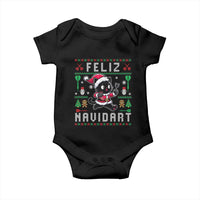 Santa Cat Feliz Navidart Baby Onesie Funny Dartist Ugly Christmas Gift - Wonder Print Shop