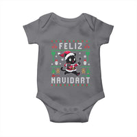 Santa Cat Feliz Navidart Baby Onesie Funny Dartist Ugly Christmas Gift - Wonder Print Shop