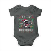 Santa Cat Feliz Navidart Baby Onesie Funny Dartist Ugly Christmas Gift - Wonder Print Shop