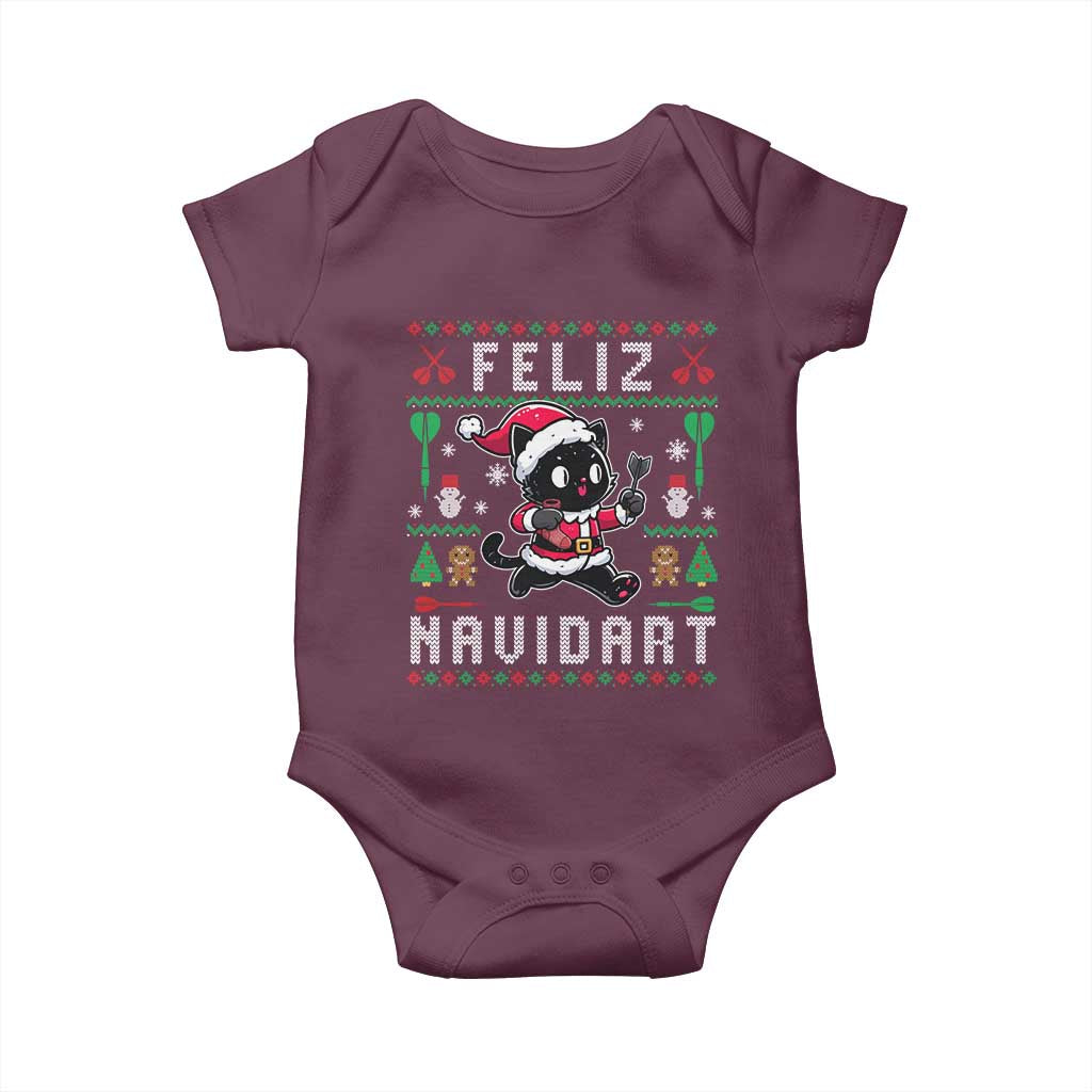 Santa Cat Feliz Navidart Baby Onesie Funny Dartist Ugly Christmas Gift - Wonder Print Shop