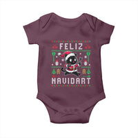 Santa Cat Feliz Navidart Baby Onesie Funny Dartist Ugly Christmas Gift - Wonder Print Shop