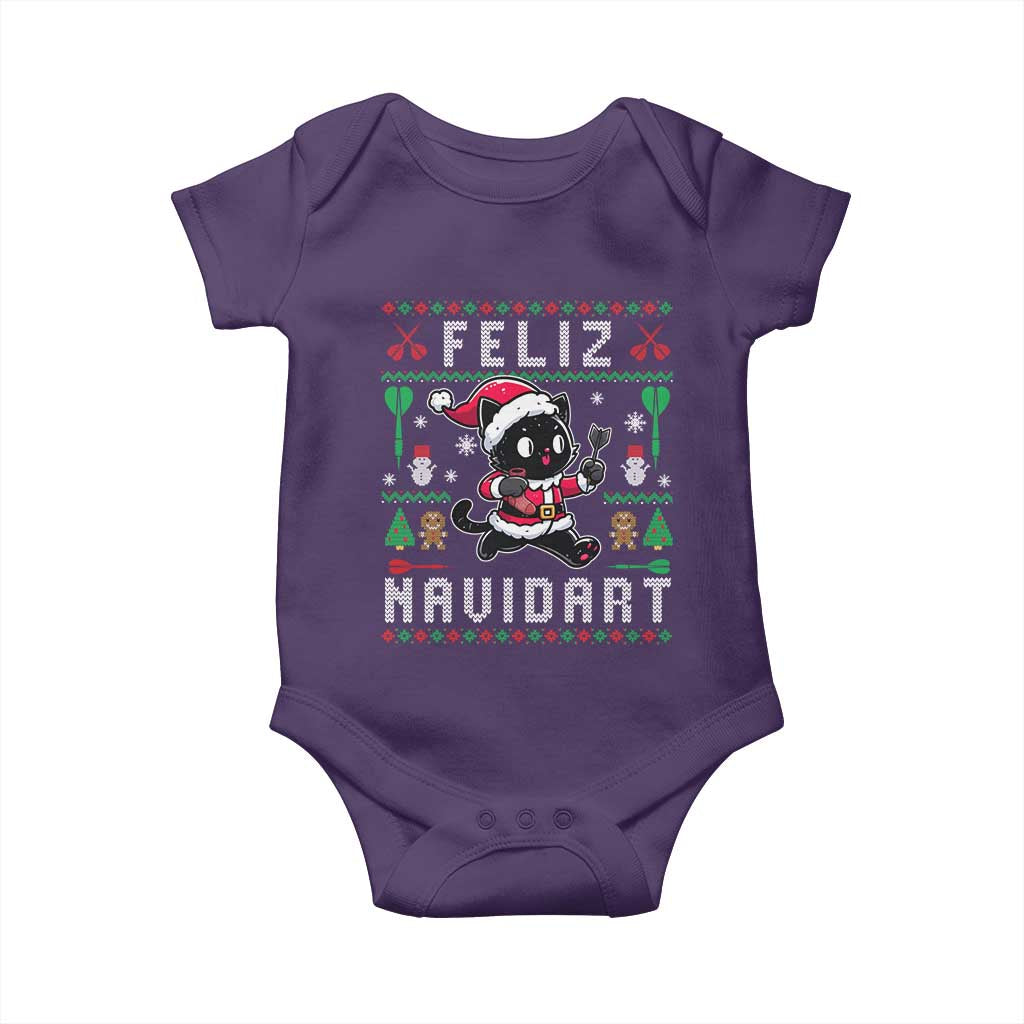 Santa Cat Feliz Navidart Baby Onesie Funny Dartist Ugly Christmas Gift - Wonder Print Shop