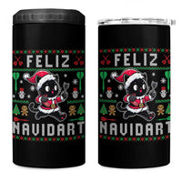 Santa Cat Feliz Navidart 4 in 1 Can Cooler Tumbler Funny Dartist Ugly Christmas Gift - Wonder Print Shop