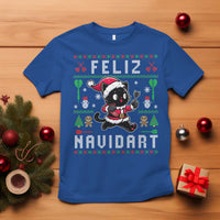 Santa Cat Feliz Navidart T Shirt Funny Dartist Ugly Christmas Gift - Wonder Print Shop