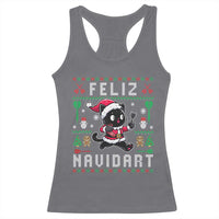 Santa Cat Feliz Navidart Racerback Tank Top Funny Dartist Ugly Christmas Gift - Wonder Print Shop