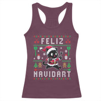 Santa Cat Feliz Navidart Racerback Tank Top Funny Dartist Ugly Christmas Gift - Wonder Print Shop