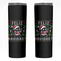 Santa Cat Feliz Navidart Skinny Tumbler Funny Dartist Ugly Christmas Gift - Wonder Print Shop