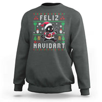 Santa Cat Feliz Navidart Sweatshirt Funny Dartist Ugly Christmas Gift - Wonder Print Shop