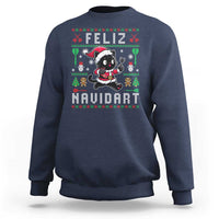 Santa Cat Feliz Navidart Sweatshirt Funny Dartist Ugly Christmas Gift - Wonder Print Shop