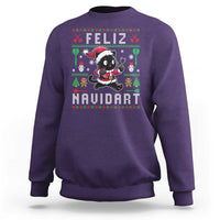 Santa Cat Feliz Navidart Sweatshirt Funny Dartist Ugly Christmas Gift - Wonder Print Shop