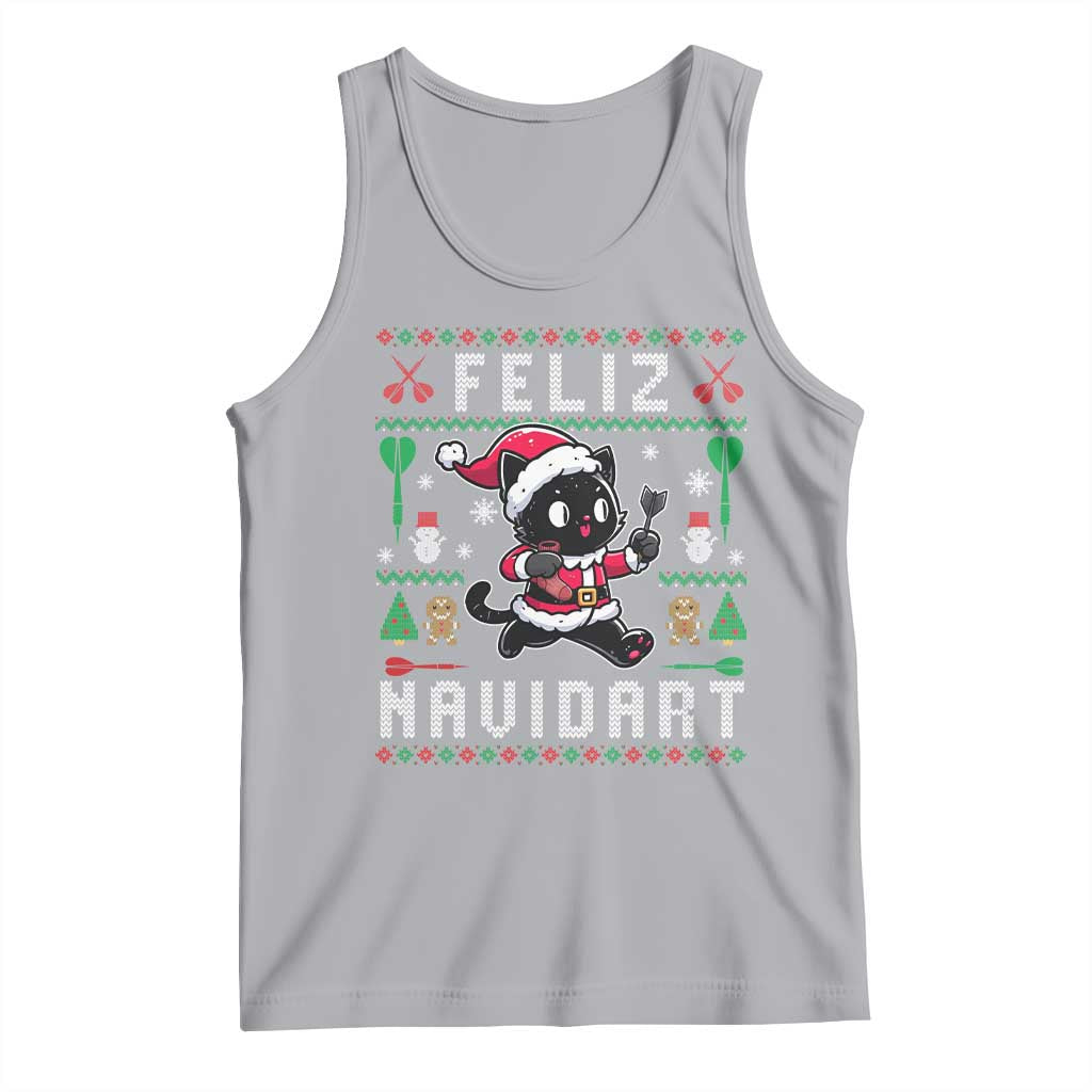 Santa Cat Feliz Navidart Tank Top Funny Dartist Ugly Christmas Gift - Wonder Print Shop