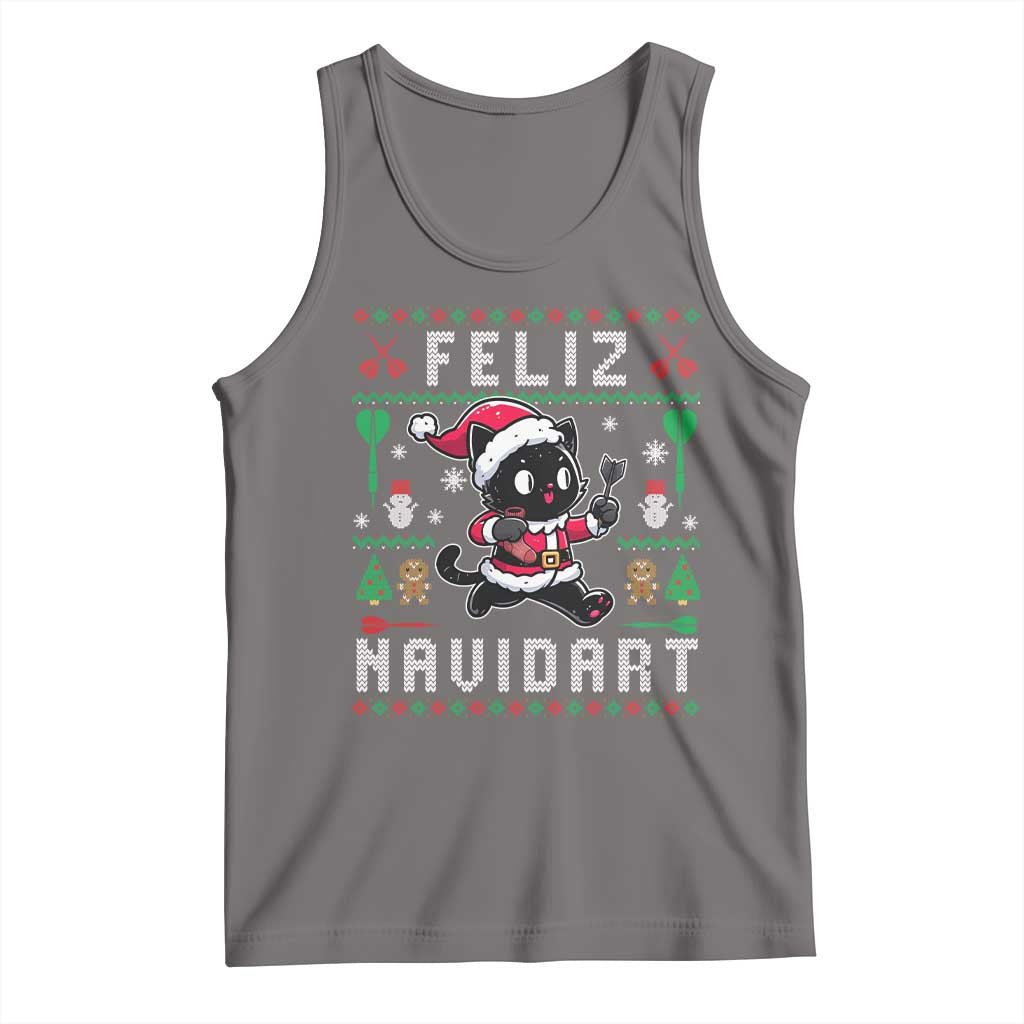 Santa Cat Feliz Navidart Tank Top Funny Dartist Ugly Christmas Gift - Wonder Print Shop