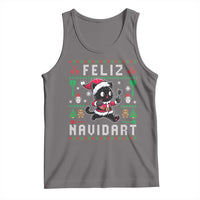 Santa Cat Feliz Navidart Tank Top Funny Dartist Ugly Christmas Gift - Wonder Print Shop
