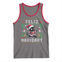 Santa Cat Feliz Navidart Tank Top Funny Dartist Ugly Christmas Gift - Wonder Print Shop