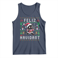 Santa Cat Feliz Navidart Tank Top Funny Dartist Ugly Christmas Gift - Wonder Print Shop