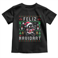 Santa Cat Feliz Navidart Toddler T Shirt Funny Dartist Ugly Christmas Gift - Wonder Print Shop