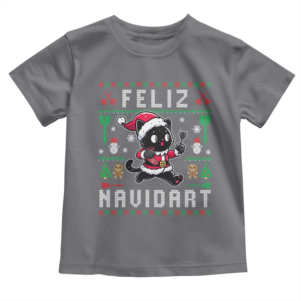Santa Cat Feliz Navidart Toddler T Shirt Funny Dartist Ugly Christmas Gift - Wonder Print Shop