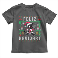Santa Cat Feliz Navidart Toddler T Shirt Funny Dartist Ugly Christmas Gift - Wonder Print Shop