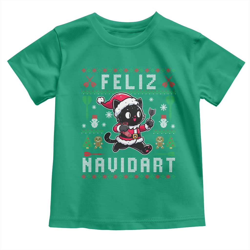 Santa Cat Feliz Navidart Toddler T Shirt Funny Dartist Ugly Christmas Gift - Wonder Print Shop