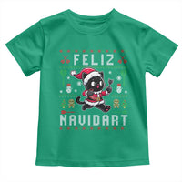 Santa Cat Feliz Navidart Toddler T Shirt Funny Dartist Ugly Christmas Gift - Wonder Print Shop