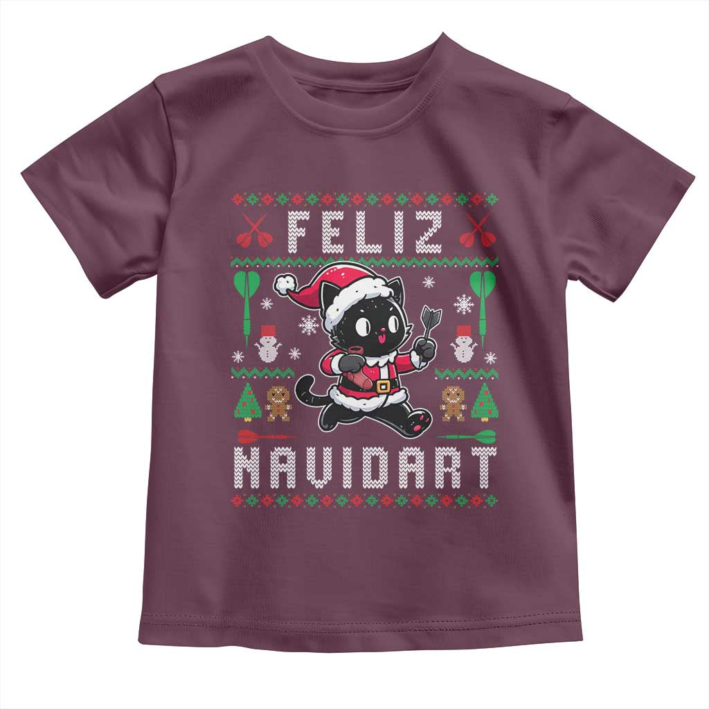 Santa Cat Feliz Navidart Toddler T Shirt Funny Dartist Ugly Christmas Gift - Wonder Print Shop