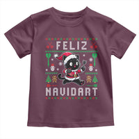 Santa Cat Feliz Navidart Toddler T Shirt Funny Dartist Ugly Christmas Gift - Wonder Print Shop