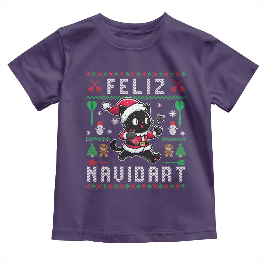 Santa Cat Feliz Navidart Toddler T Shirt Funny Dartist Ugly Christmas Gift - Wonder Print Shop