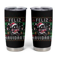 Santa Cat Feliz Navidart Tumbler Cup Funny Dartist Ugly Christmas Gift - Wonder Print Shop