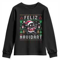 Santa Cat Feliz Navidart Youth Sweatshirt Funny Dartist Ugly Christmas Gift - Wonder Print Shop