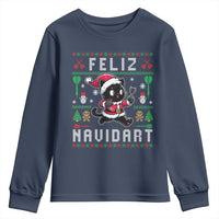 Santa Cat Feliz Navidart Youth Sweatshirt Funny Dartist Ugly Christmas Gift - Wonder Print Shop