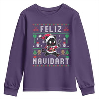 Santa Cat Feliz Navidart Youth Sweatshirt Funny Dartist Ugly Christmas Gift - Wonder Print Shop