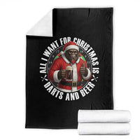 Funny Santa Bigfoot Dartist Beer Lover Throw Blanket Merry Dartsmas Christmas Gift - Wonder Print Shop