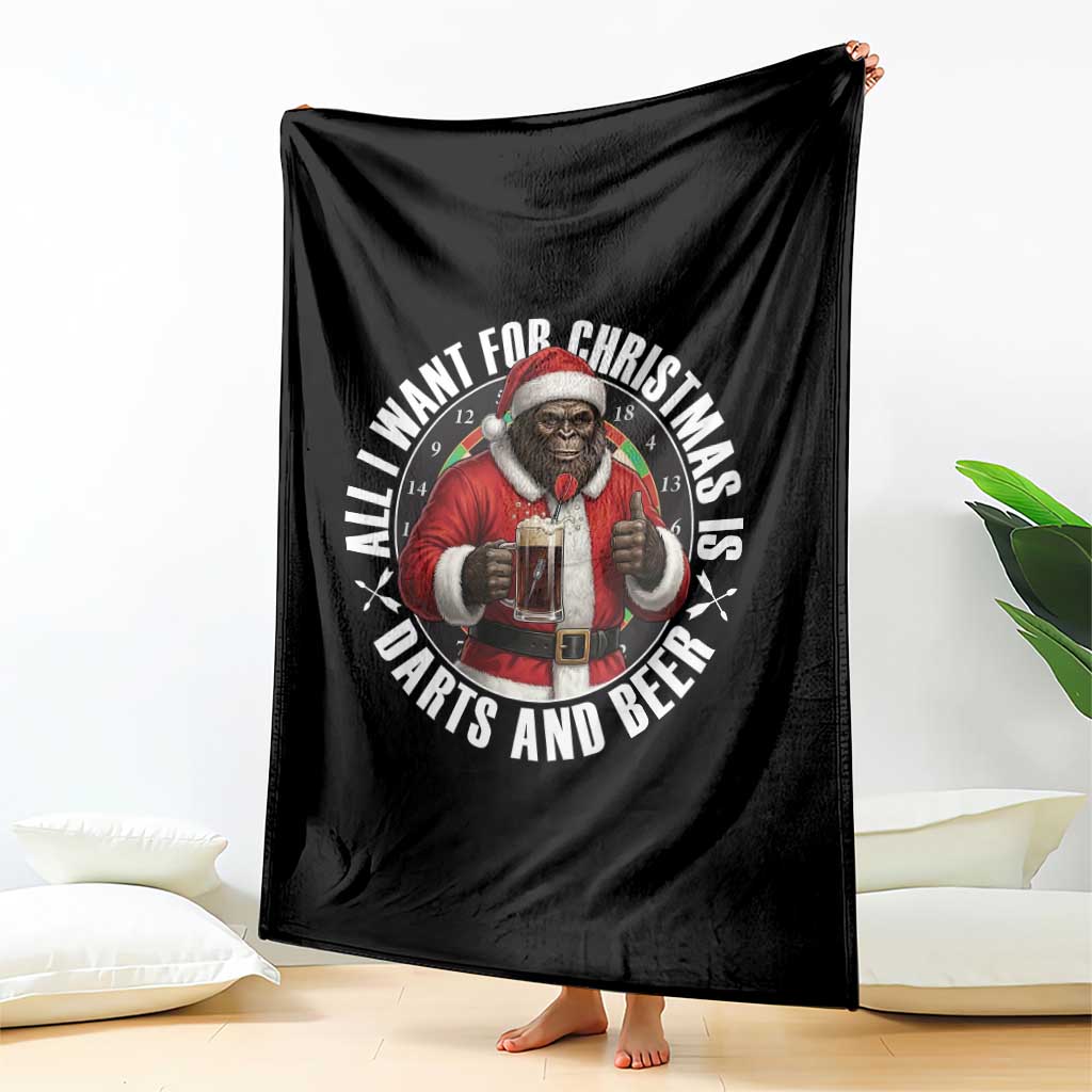 Funny Santa Bigfoot Dartist Beer Lover Throw Blanket Merry Dartsmas Christmas Gift - Wonder Print Shop